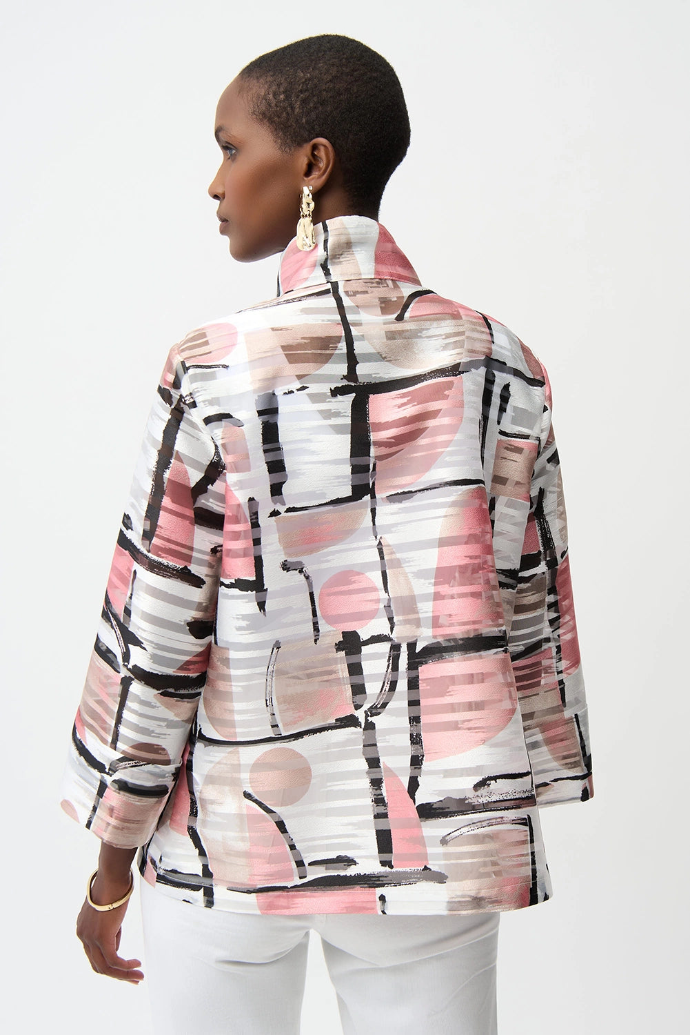 Joseph Ribkoff | Organza Jacquard Abstract Print Boxy Jacket 261052