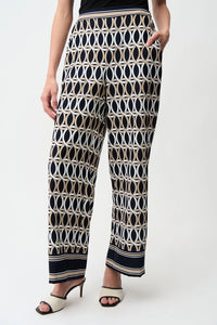 Joseph Ribkoff | Recycled Woven Geometric Print Wide Leg Pull-On Pants 261058
