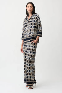 Joseph Ribkoff | Recycled Woven Geometric Print Wide Leg Pull-On Pants 261058