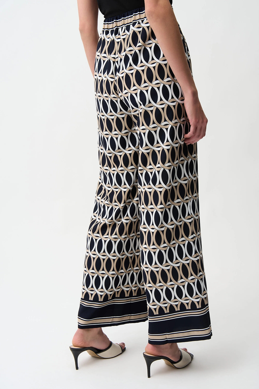 Joseph Ribkoff | Recycled Woven Geometric Print Wide Leg Pull-On Pants 261058