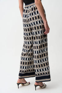 Joseph Ribkoff | Recycled Woven Geometric Print Wide Leg Pull-On Pants 261058