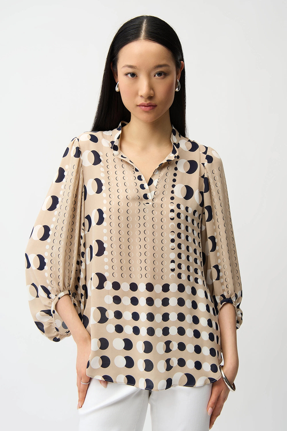Joseph Ribkoff | Recycled Georgette Dot Print Boxy Tunic 261099