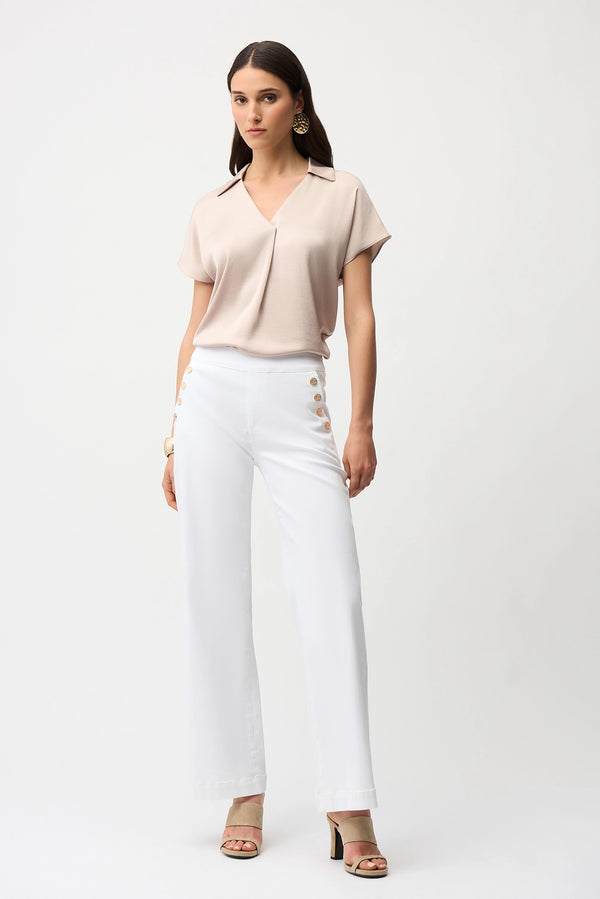Joseph Ribkoff | Recycled Satin Boxy Top With Shirt Collar - Cement 261191