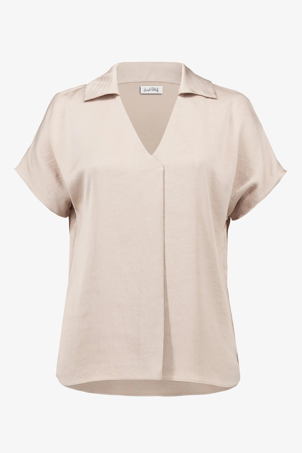 Joseph Ribkoff | Recycled Satin Boxy Top With Shirt Collar - Cement 261191