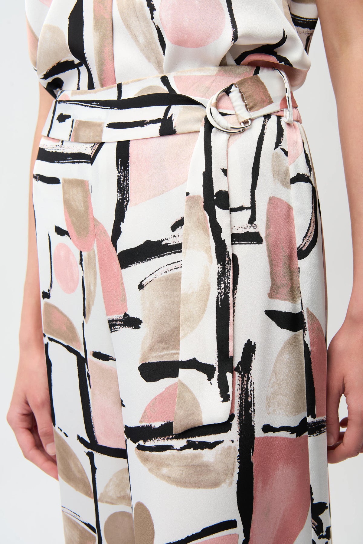 Joseph Ribkoff |Recycled Satin Abstract Print Wide Leg Pull-On Pants 261198