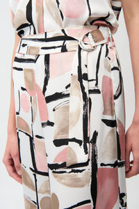 Joseph Ribkoff |Recycled Satin Abstract Print Wide Leg Pull-On Pants 261198