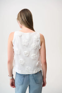 Joseph Ribkoff |Novelty Sleeveless Top With 3D Floral Embroidery - Off White 261220