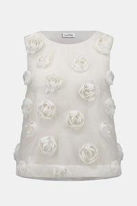 Joseph Ribkoff |Novelty Sleeveless Top With 3D Floral Embroidery - Off White 261220