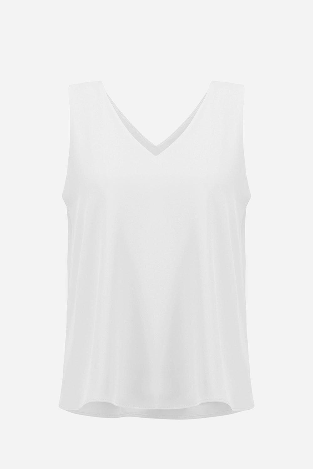 Joseph Ribkoff | Woven Twill Sleeveless Straight Top With V-necklineline - Off White 261248