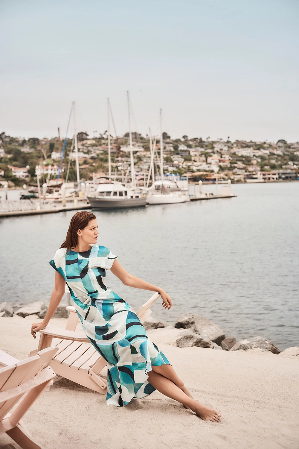 Joseph Ribkoff | Textured Satin Geometric Print Fit and Flare Dress 261251