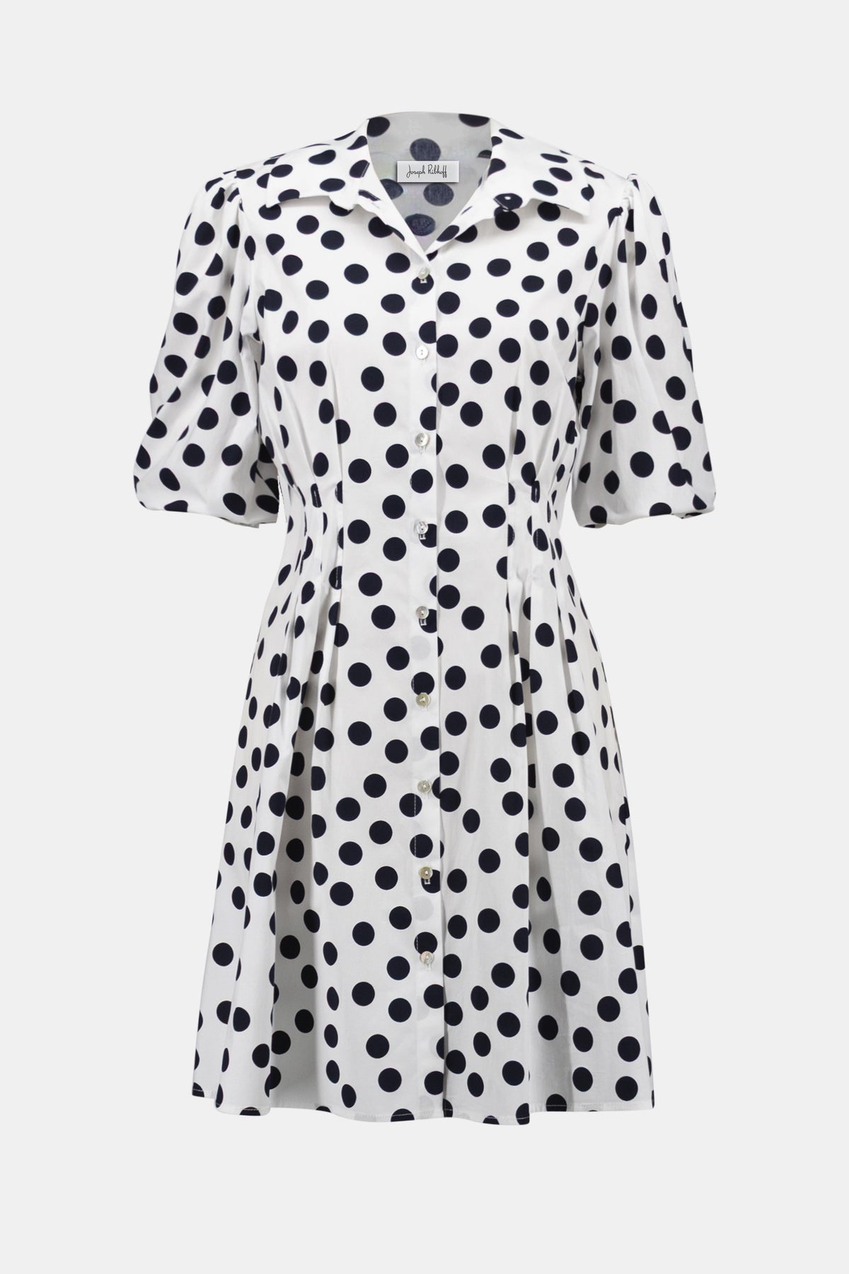 Joseph Ribkoff |Stretch Poplin Dot Print A-Line Shirt Dress With Puff Sleeves 261262