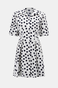 Joseph Ribkoff |Stretch Poplin Dot Print A-Line Shirt Dress With Puff Sleeves 261262