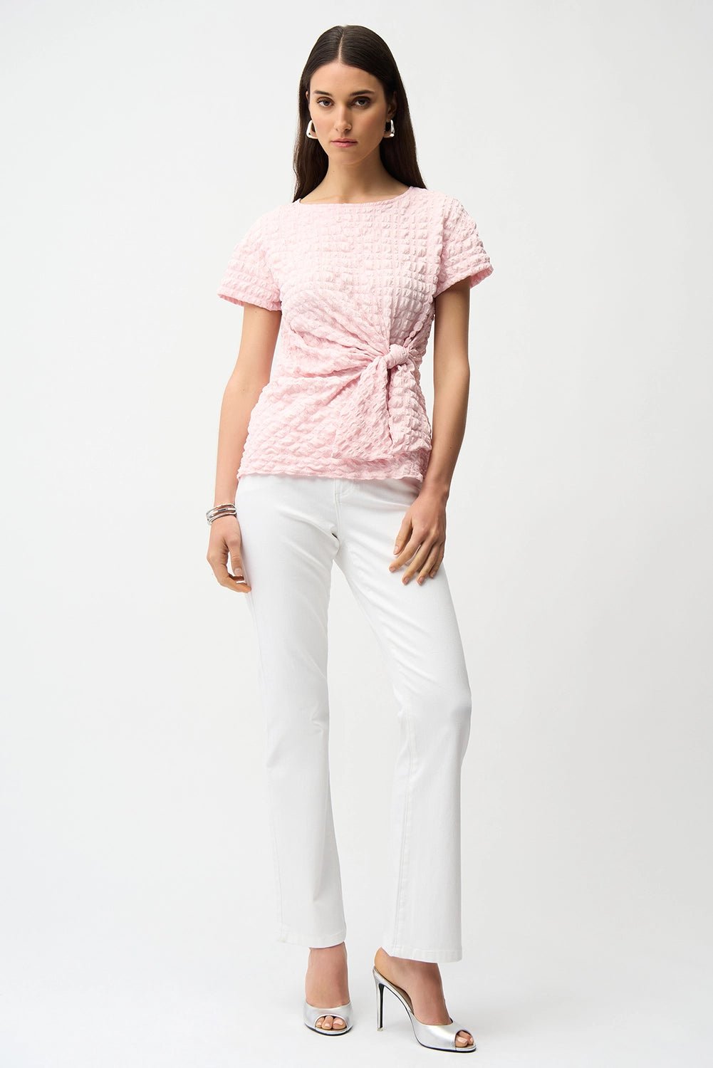 Joseph Ribkoff | Bubble Jacquard Fitted Top With Sash Knot 261297