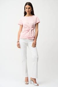 Joseph Ribkoff | Bubble Jacquard Fitted Top With Sash Knot 261297