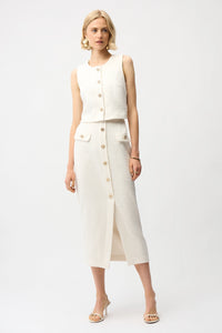 Joseph Ribkoff | Bouclé Sleeveless Vest With Gold Buttons 261300