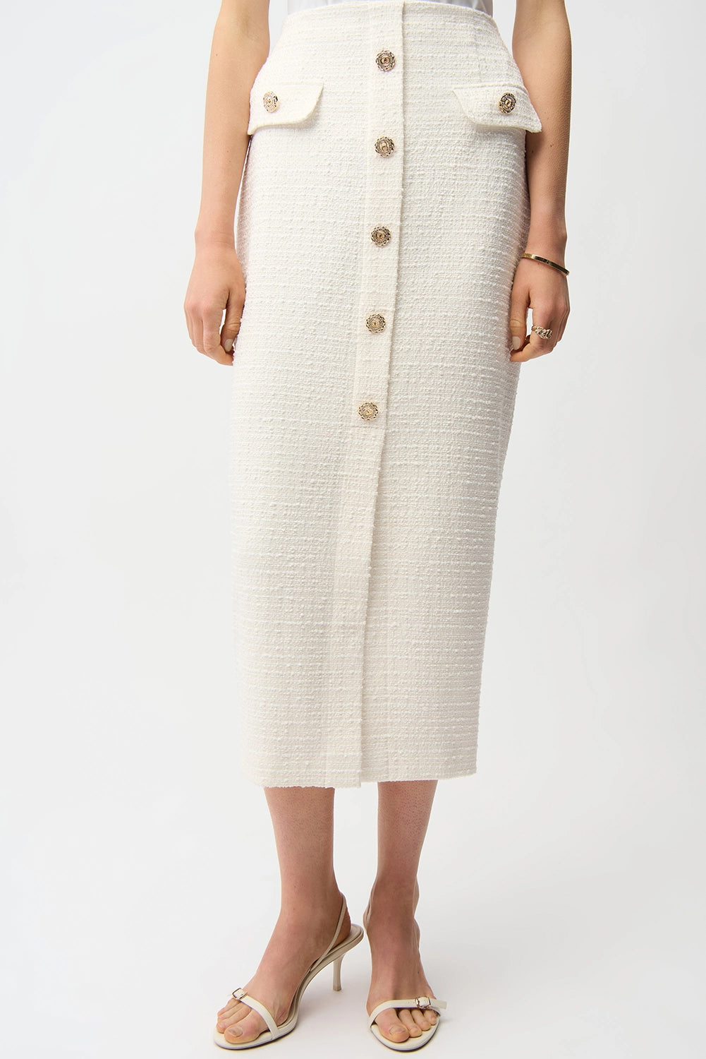 Joseph Ribkoff | Bouclé Pencil Skirt With Gold Buttons 261301