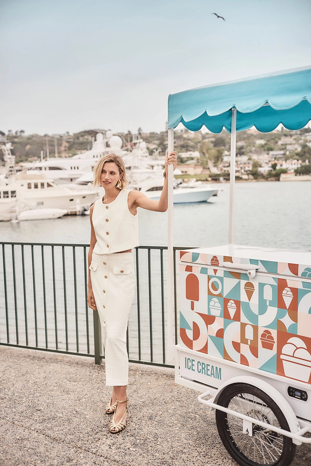 Joseph Ribkoff | Bouclé Pencil Skirt With Gold Buttons 261301