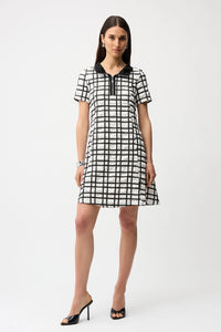 Joseph Ribkoff | Jacquard Plaid Print A-line Dress With Contrast Detail 261307