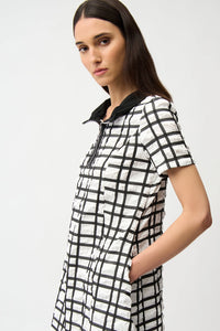 Joseph Ribkoff | Jacquard Plaid Print A-line Dress With Contrast Detail 261307