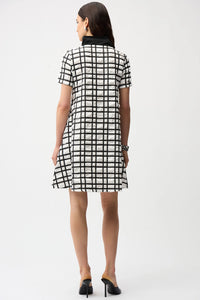 Joseph Ribkoff | Jacquard Plaid Print A-line Dress With Contrast Detail 261307