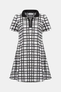 Joseph Ribkoff | Jacquard Plaid Print A-line Dress With Contrast Detail 261307