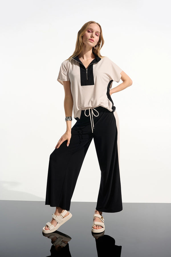 Joseph Ribkoff | Silky Knit Color Block Straight Top With Zipped Collar 261611
