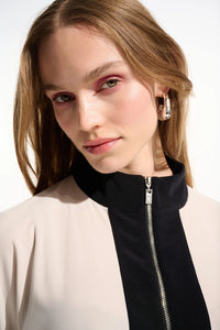 Joseph Ribkoff | Silky Knit Color Block Straight Top With Zipped Collar 261611