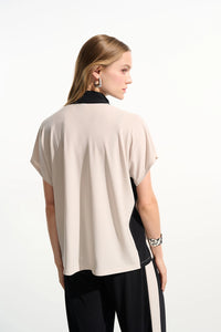 Joseph Ribkoff | Silky Knit Color Block Straight Top With Zipped Collar 261611