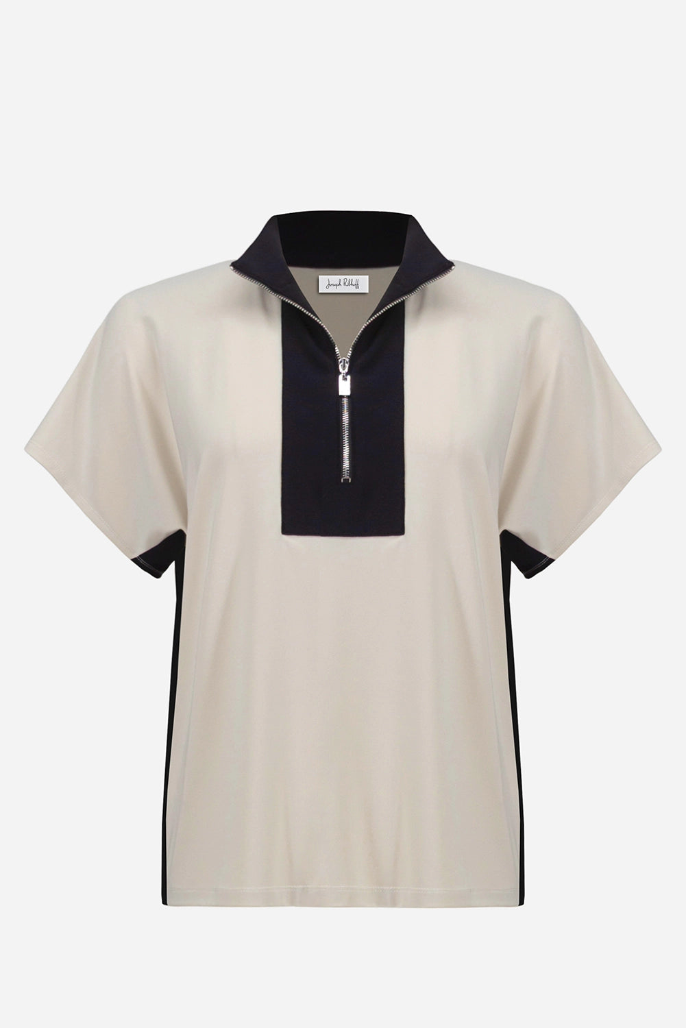 Joseph Ribkoff | Silky Knit Color Block Straight Top With Zipped Collar 261611