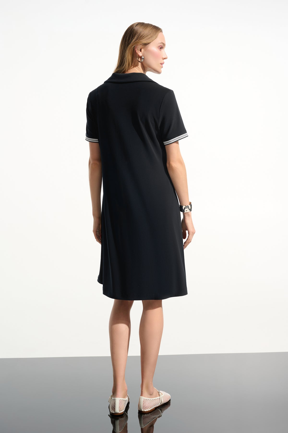 Joseph Ribkoff | Silky Knit Trapeze Dress With Polo Collar - Black 261614