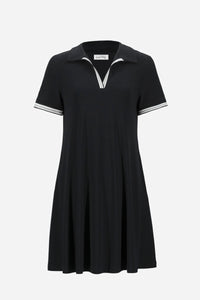 Joseph Ribkoff | Silky Knit Trapeze Dress With Polo Collar - Black 261614