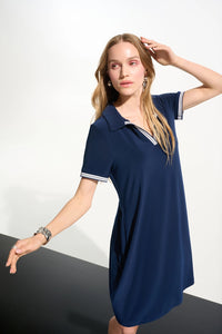 Joseph Ribkoff | Silky Knit Trapeze Dress With Polo Collar - Indigo 261614