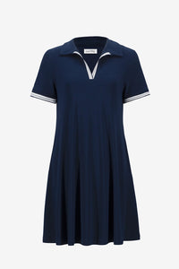 Joseph Ribkoff | Silky Knit Trapeze Dress With Polo Collar - Indigo 261614