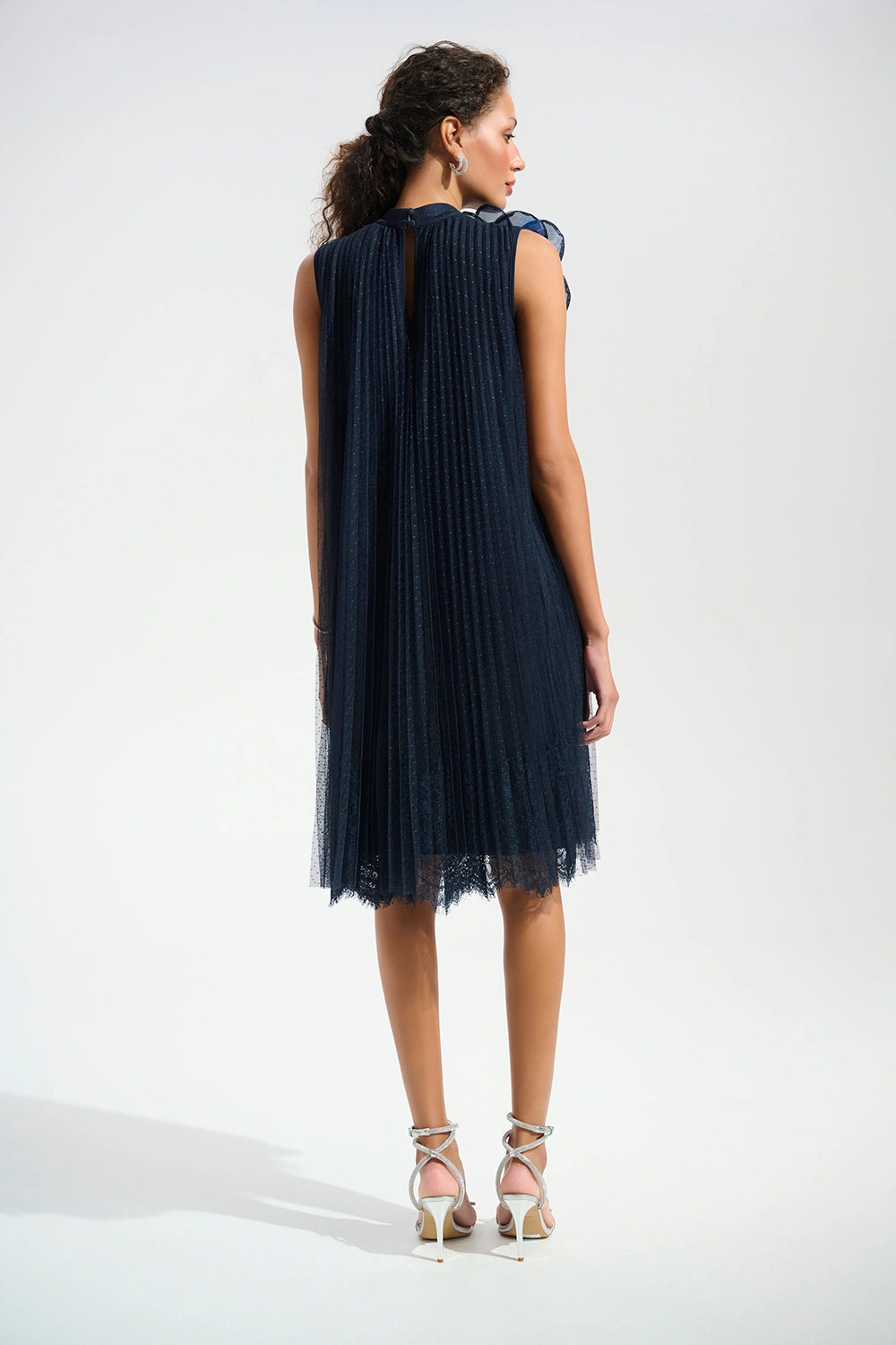 Joseph Ribkoff | Signature | Mesh And Lace A-Line Dress With Organza Flower Detail  261737
