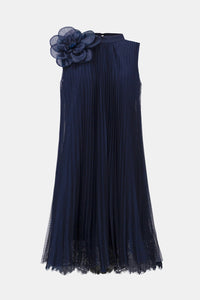 Joseph Ribkoff | Signature | Mesh And Lace A-Line Dress With Organza Flower Detail  261737
