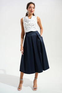 Joseph Ribkoff | Signature | Stretch Taffeta Flared Skirt With Box Pleats 261757