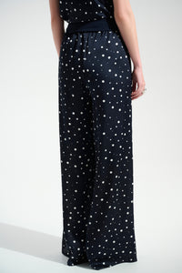Joseph Ribkoff | Signature | Satin Dot Print Wide Leg Pants With Contrast Sash 261772