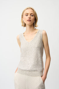 Joseph Ribkoff | Sequins Yarn V-Neck Camisole - Moonstone 261914