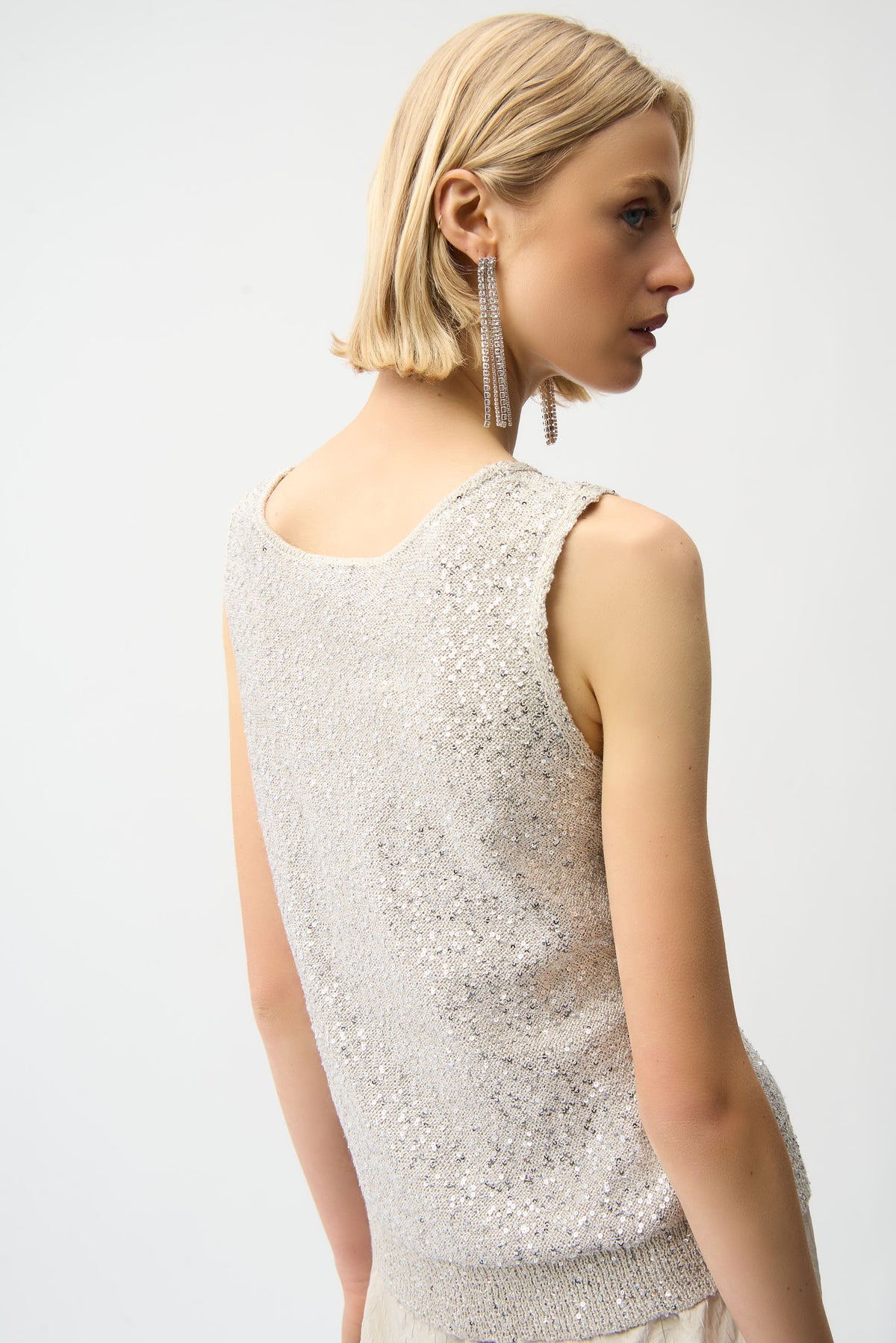 Joseph Ribkoff | Sequins Yarn V-Neck Camisole - Moonstone 261914
