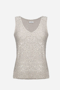 Joseph Ribkoff | Sequins Yarn V-Neck Camisole - Moonstone 261914