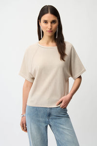 Joseph Ribkoff | Sequins Yarn Short Sleeve Sweater - Moonstone 261917