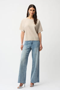 Joseph Ribkoff | Sequins Yarn Short Sleeve Sweater - Moonstone 261917
