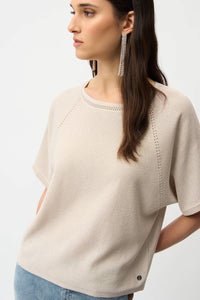 Joseph Ribkoff | Sequins Yarn Short Sleeve Sweater - Moonstone 261917