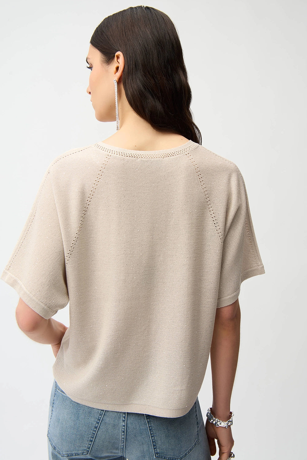 Joseph Ribkoff | Sequins Yarn Short Sleeve Sweater - Moonstone 261917