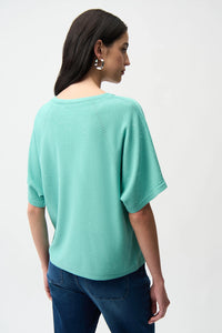 Joseph Ribkoff | Sequins Yarn Short Sleeve Sweater - Seafoam 261917