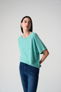 Joseph Ribkoff | Sequins Yarn Short Sleeve Sweater - Seafoam 261917