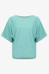 Joseph Ribkoff | Sequins Yarn Short Sleeve Sweater - Seafoam 261917