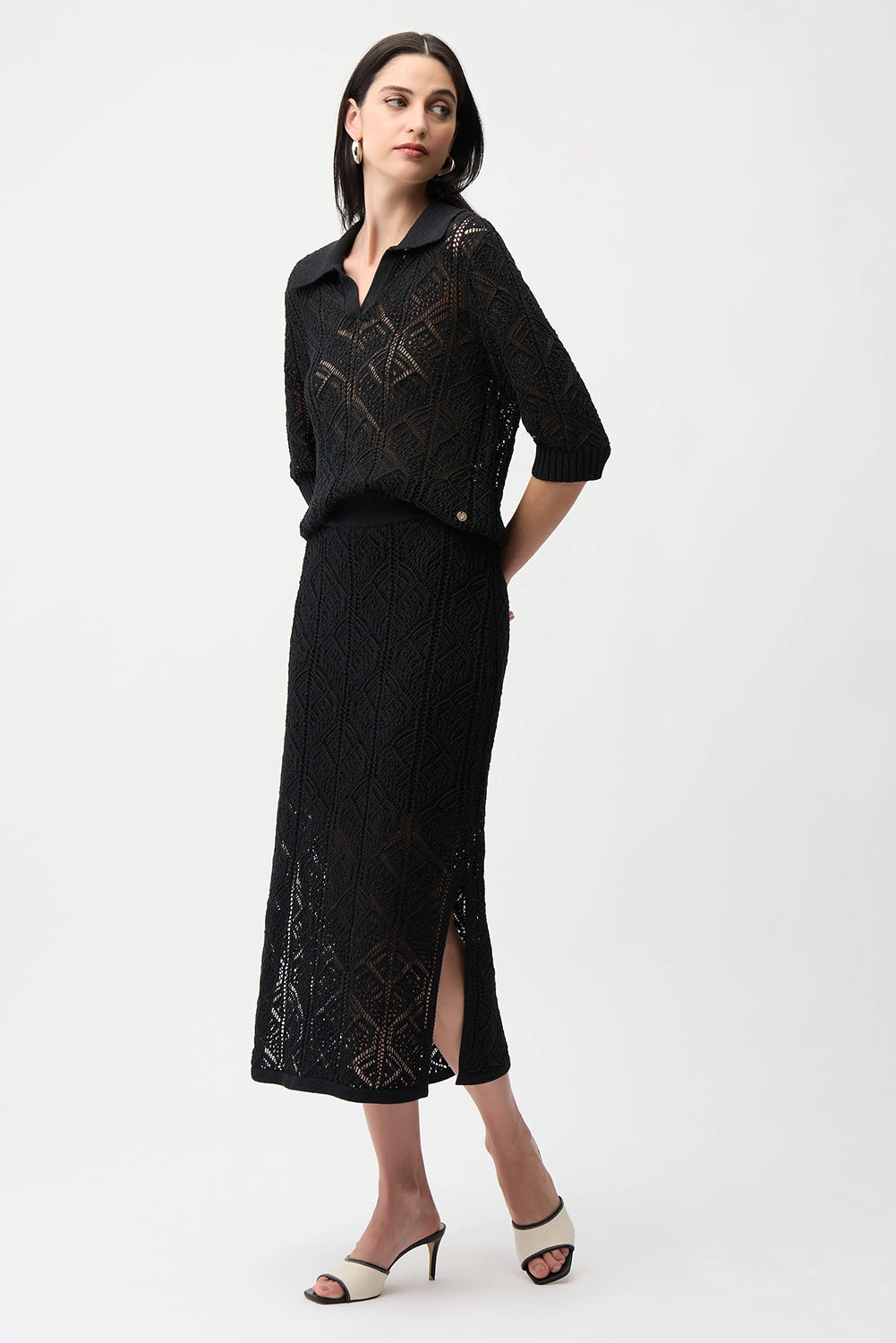 Joseph Ribkoff | Cotton Blend Open Stitch Pencil Skirt 261928