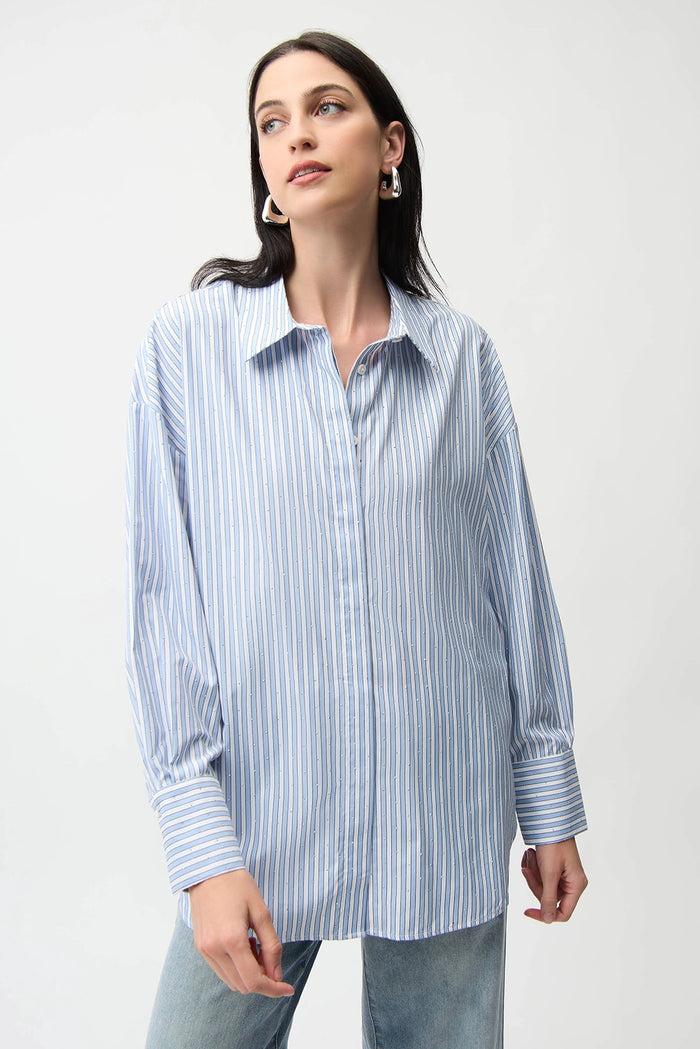 Joseph Ribkoff | Tencel Stripe Print Boxy Blouse 261931