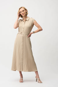Joseph Ribkoff | Textured Woven Shirt Dress with Sash 261935
